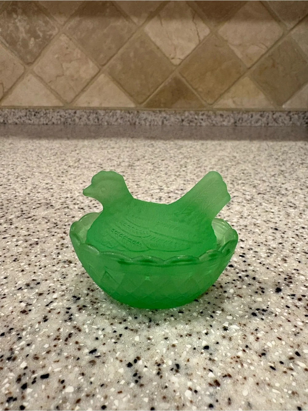 Stain frosted green glass miniature 